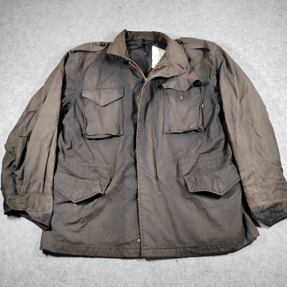 Alpha Industries M-65 Cold Weather Field Coat Jacket Faded Black Large Regular